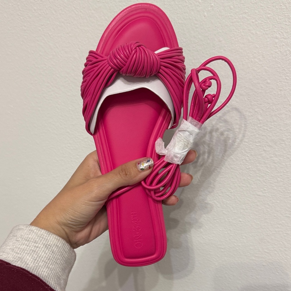 ON 34TH Jennieep Women's Pink Strappy tie Sandals size 8